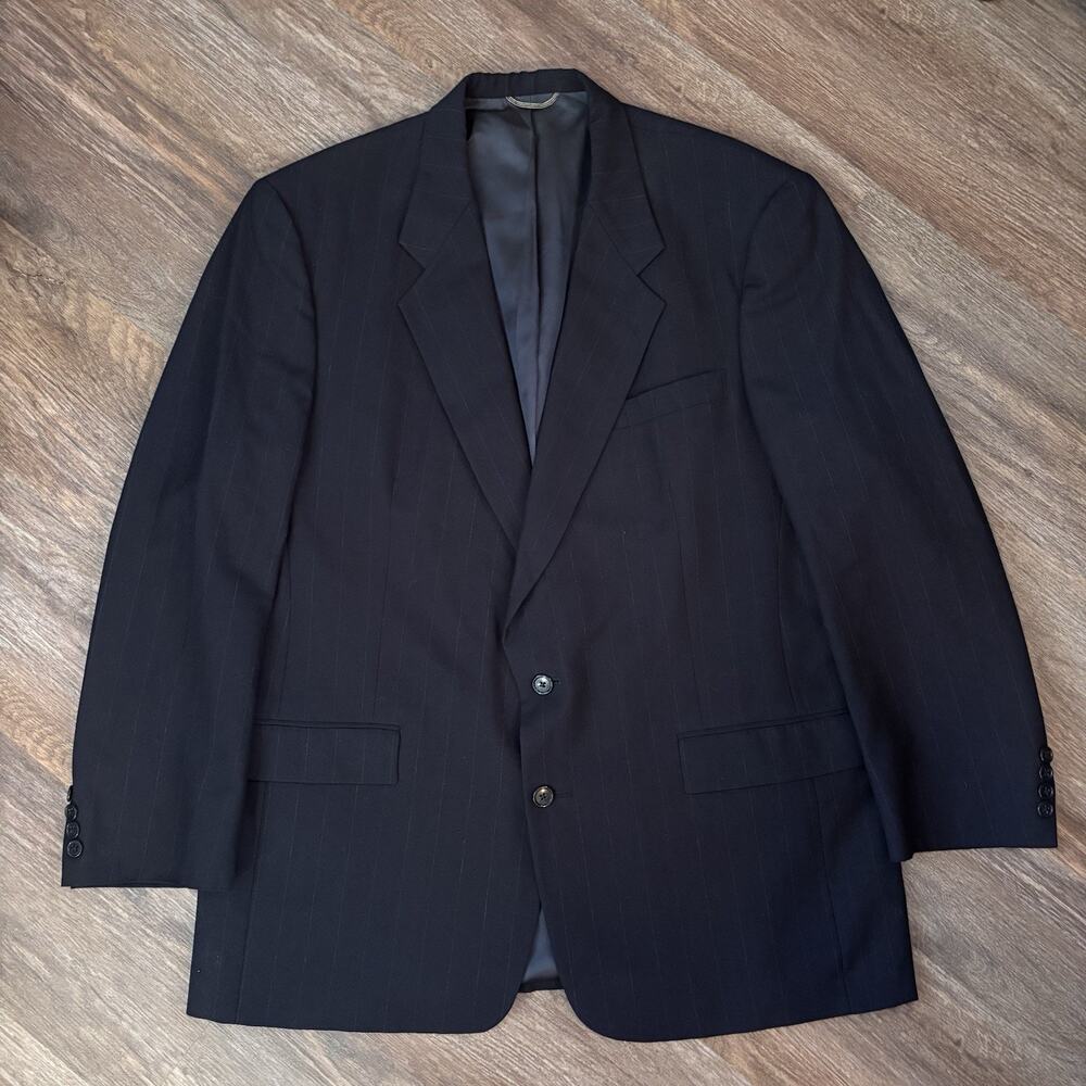 Christian Dior Monsieur Vintage Wool Blazer Blue Pinstripe Sz 46